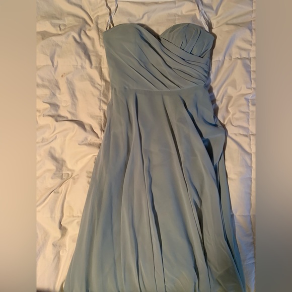 DAVIDS BRIDAL LONG STRAPLESS BRIDESMAIDS DRESS - Picture 3 of 5
